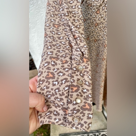 Nanette Lepore Collared Tie Waist Long Sleeve Pleated Multi Print Dress - Size 6 - Picture 10 of 16